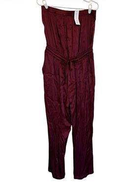 Velvet Heart Los Angeles - elegant Burgundy Satin Strapless Jumpsuit Medium NWT